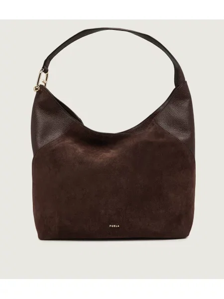 Furla Hobo táska Furla Lara L | hasított bőr bőr hozzáadásával barna