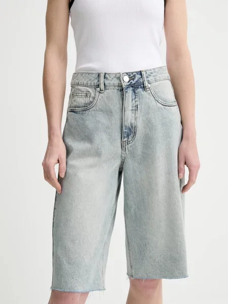 Gestuz pantaloni scurți din denim uni high waist albastru