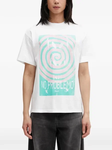Tricou No Problemo cu imagine cu decolteu rotund alb