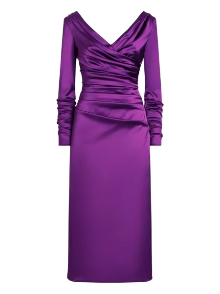 Rochie midi Dolce & Gabbana drapată până la genunchi de costum violet