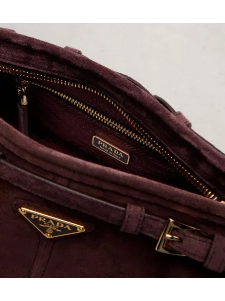 Geantă Prada din piele de căprioară bordo