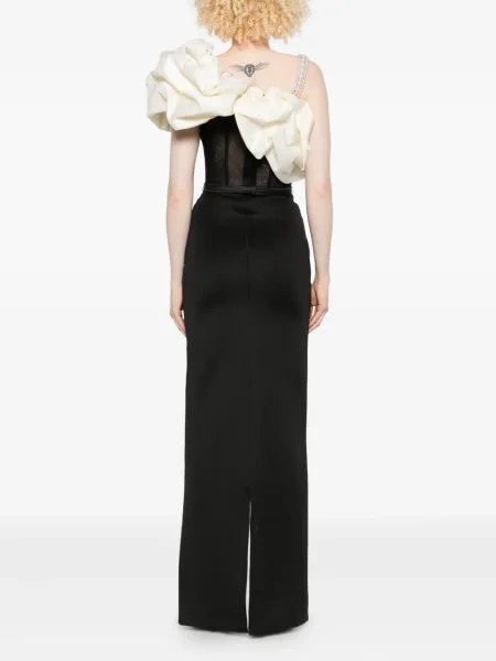 Rochie Aavva cu perle drapată de costum negru