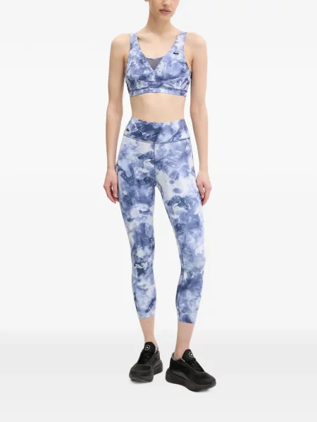 Спортен сутиен Lacoste с tie-dye ефект връзки с автограф синьо