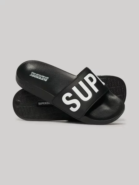 Superdry Vegan Core Pool japonki z materiału syntetycznego – BLACK/WHITE białe