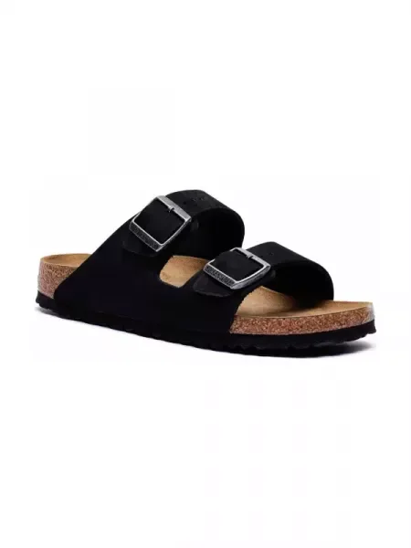 Birkenstock Bőr papucs Arizona fekete