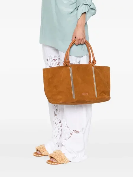 Geantă Aquazzura din piele de căprioară maro
