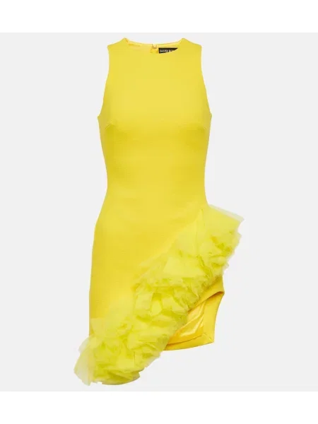 Rochie David Koma de lână cu volane galben