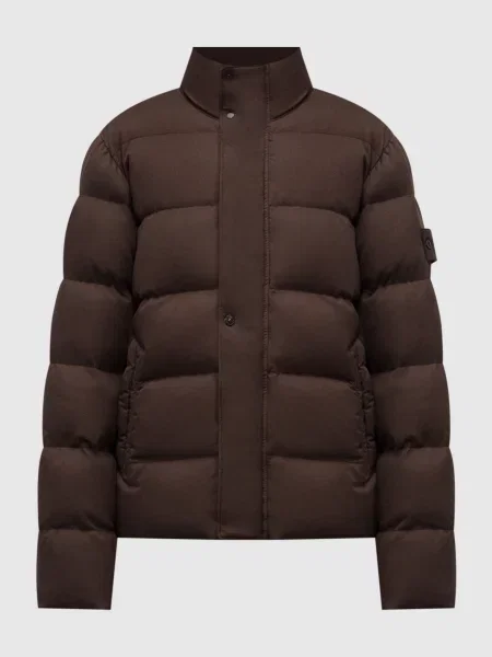 Пуховик з вовни з логотипом Stone Island коричневий