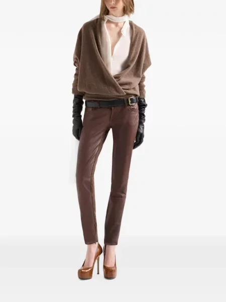 Pulover 7 For All Mankind cu decolteu în V plic maro