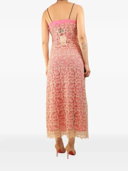 Rochie maxi Self-portrait cu broderie din dantelă roz