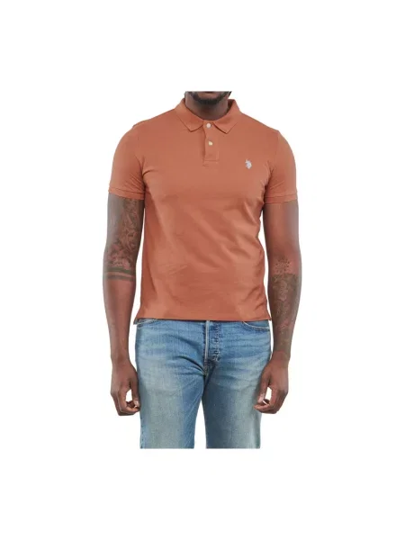 Koszulka polo U.s Polo Assn. z krótkim rękawem brązowa
