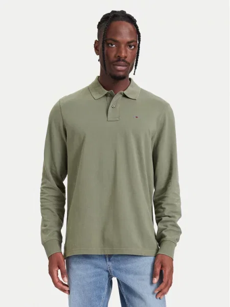 Tommy Jeans Тениска с яка и зелен