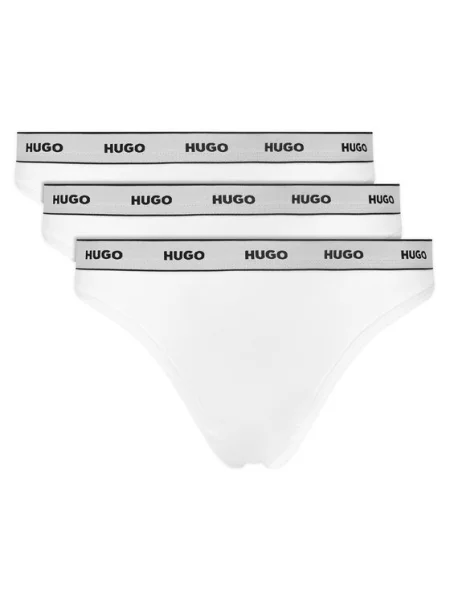 HUGO 3 db tanga Triplet Thong Stripe fehér