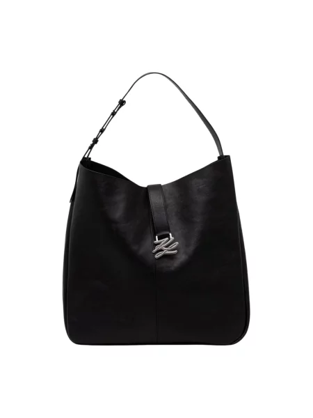 Karl Lagerfeld torebka skórzana K/AUTOGRAPH czarna