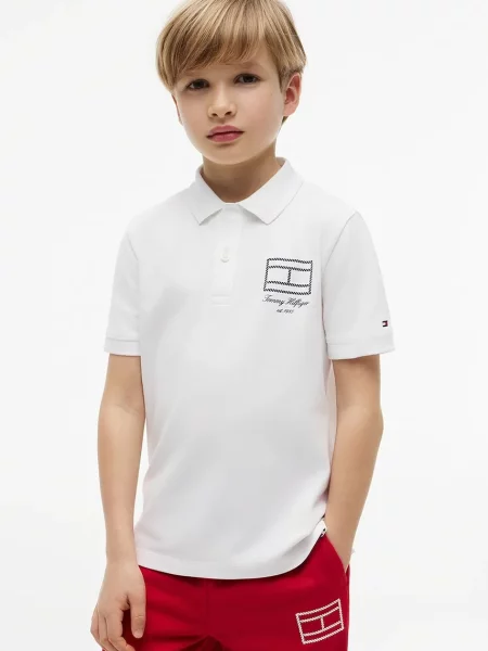 Tommy Hilfiger polo majica za djecu s pamukom bijela