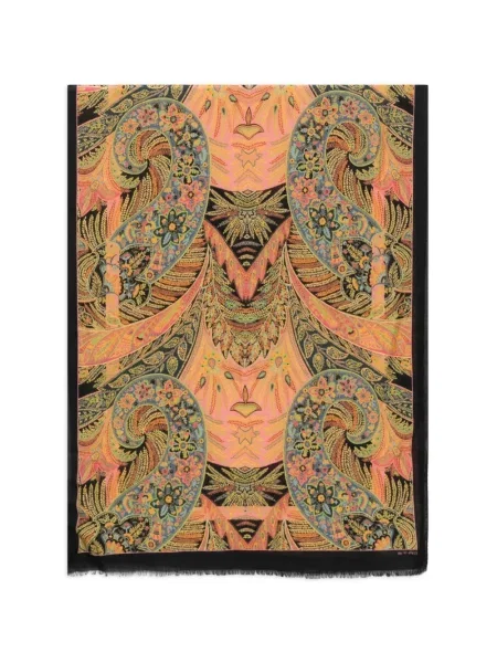 Fular Etro cu imagine cu model paisley roz