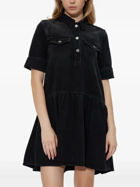 Rochie din denim Ganni scurtă de costum negru
