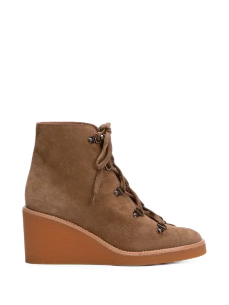 Botine Odissì cu șireturi cu pană din dantelă galben