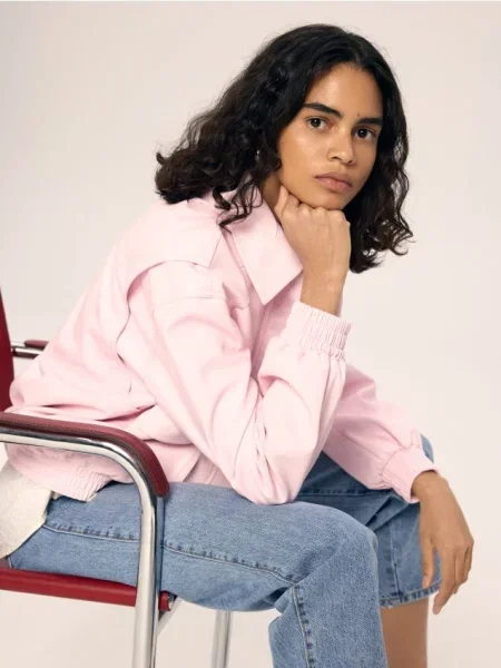 Reserved Бомбер з екошкіри рожевий