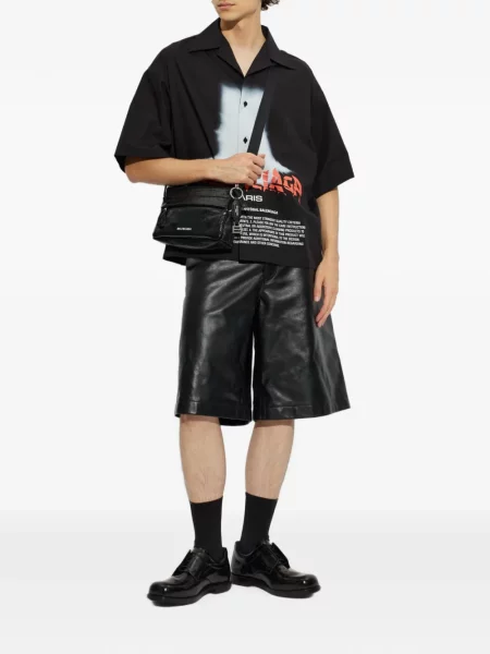 Δερμάτινα σορτς Balenciaga με αυτόγραφο μαύρο