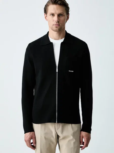 Karl Lagerfeld cardigan pentru bărbați cu vâscoză negru
