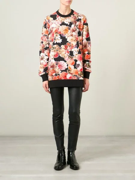 Hanorac Givenchy cu model floral cu imagine negru
