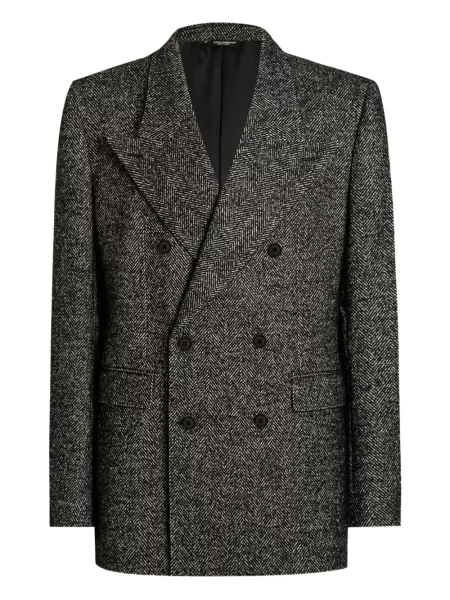 Sacou Dolce & Gabbana cu model herringbone gri