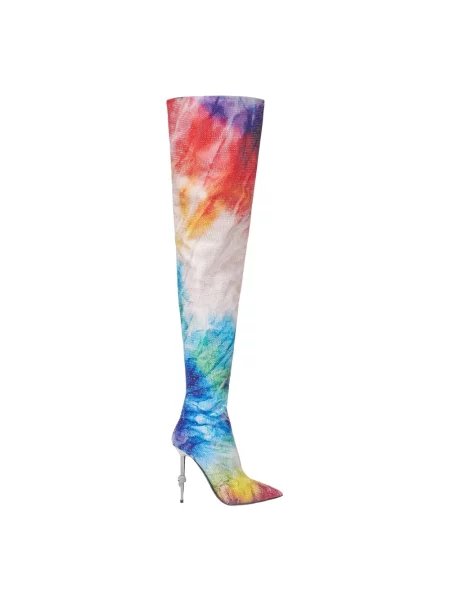 Satynowe tie dye kozaki Philipp Plein wiązane