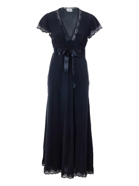 Sukienka midi Rixo z dekoltem w serek koronkowa do kolan niebieska