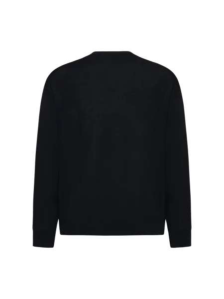 Sweter D4.0 wełniany z okrągłym dekoltem czarny