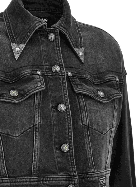 Geacă de blugi Versace Jeans Couture cu broderie negru