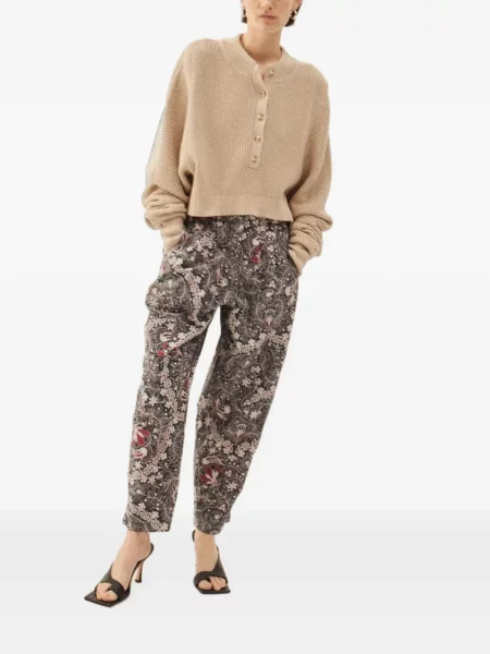 Pantaloni Maria Cher cu model floral cu imagine conici negru
