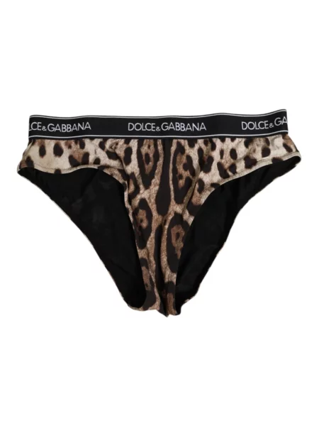 Majtki Dolce And Gabbana z wysoką talią w panterkę brązowe