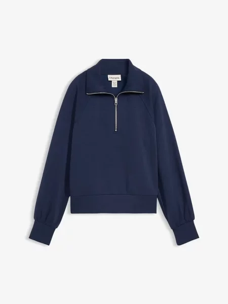 Bluza ze stójką z miękkiego materiału scuba niebieska