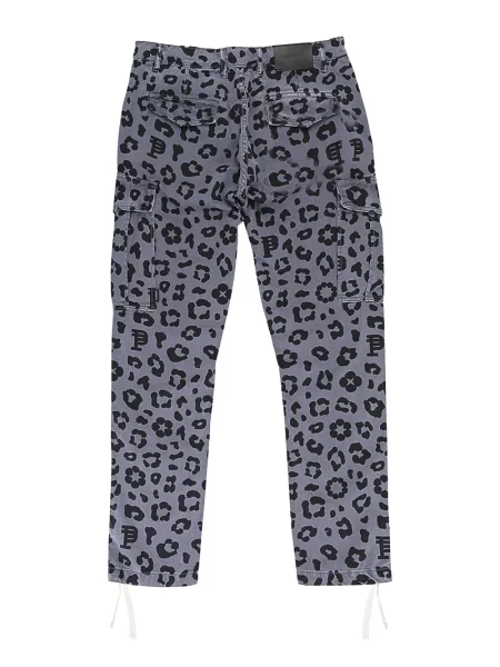 Raštuotos cargo stiliaus kelnės Purple Brand leopardinės juoda