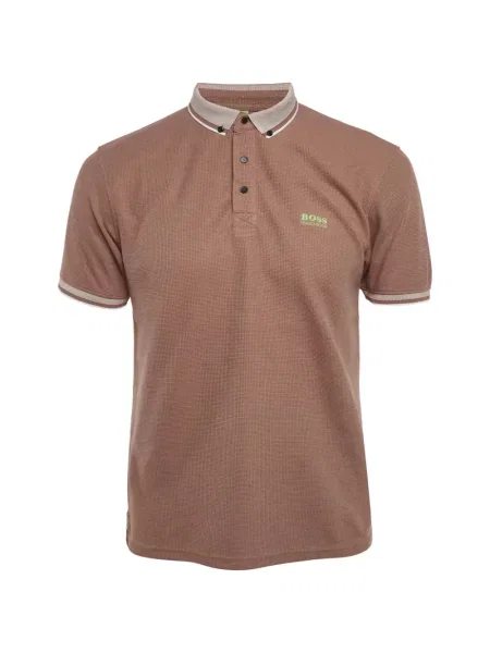 Tricou polo Boss din jerseu maro