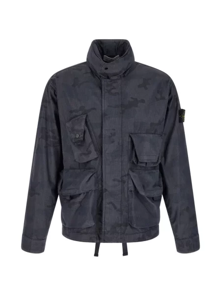 Geacă Stone Island cu imagine cu model camuflaj albastru