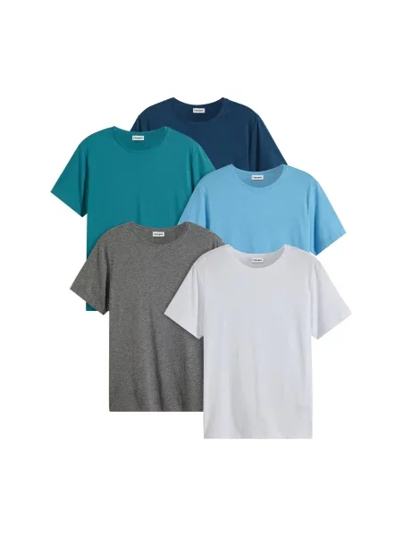Bonprix Tricou bleumarin / albastru deschis / gri amestecat / verde petrol alb