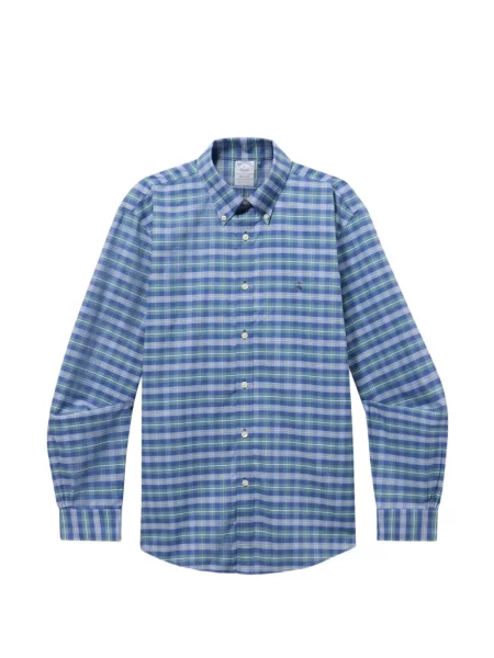 Cămașă Brooks Brothers în carouri cu guler nasturi albastru