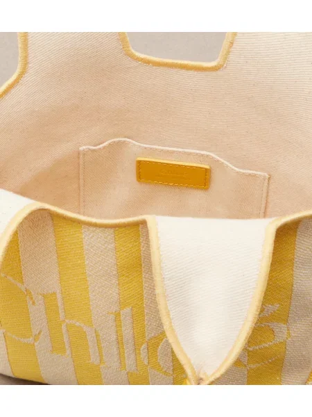 Geantă shopper Chloé din jacard galben