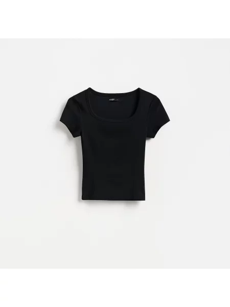 Reserved Slim fit póló modálkeverékkel fekete