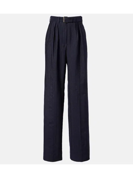 Pantaloni Dries Van Noten de lână albastru