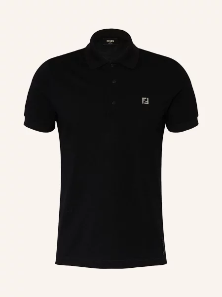Fendi Koszulka Polo Z Piki Regular Fit schwarz czarne