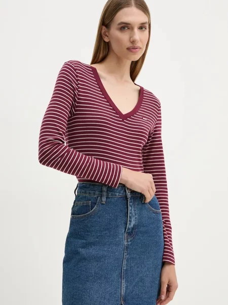 Tričko s dlouhým rukávem Levi's vínová