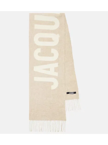 Vuneni šal Jacquemus s autogramom bež