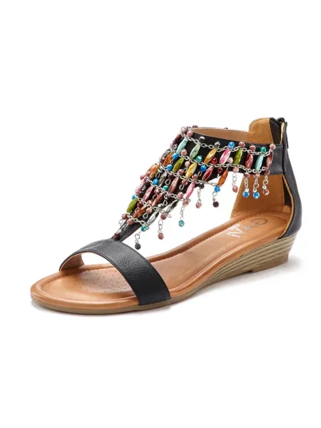 LASCANA Sandali nebeško modra / svetlo zelena / roza črna