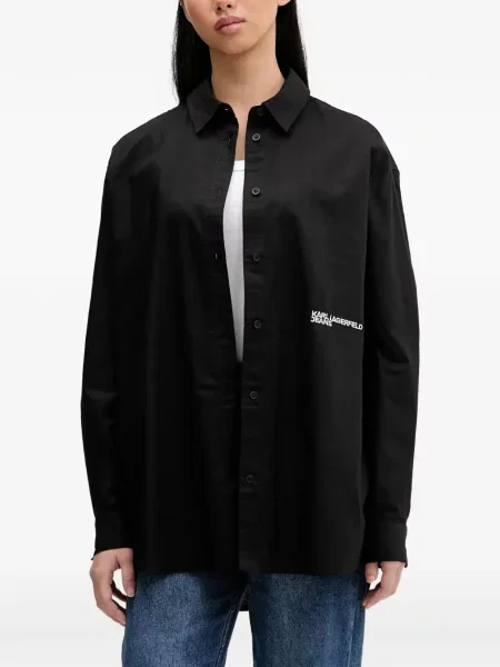 Cămașă din denim Karl Lagerfeld Jeans lung negru