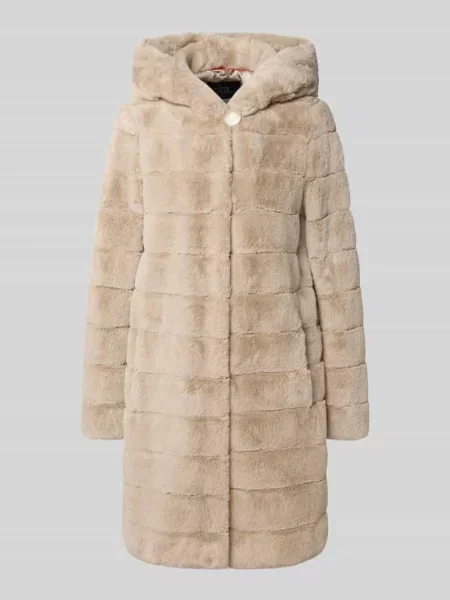 Płaszcz ze sztucznego futra z kapturem i wpuszczanymi Petite M.