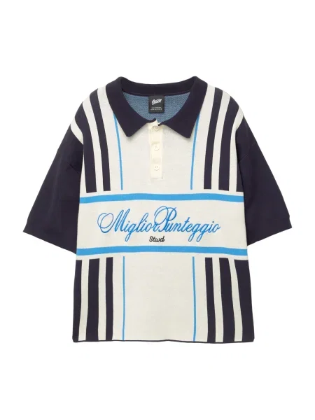 Pull&Bear Pulover STWD bleumarin / azur alb