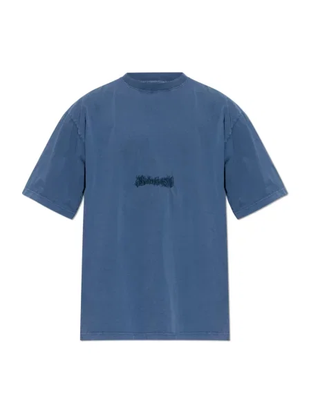 Koszulka Balenciaga z logo niebieska